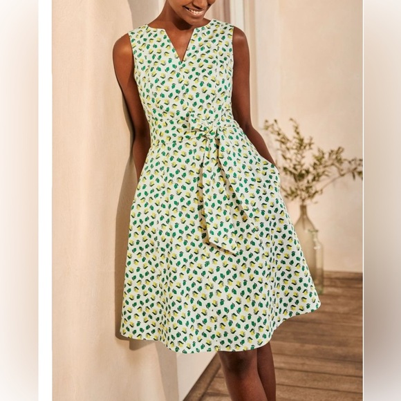 Boden Mischa Lemon Print Fit and Flare Dress 756 - Picture 1 of 10